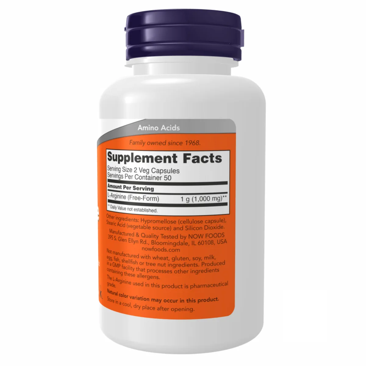 Аргинин 500 мг Now Foods 250 вегетарианских капсул