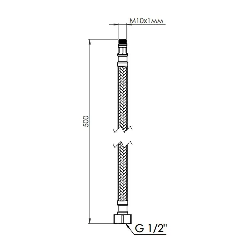 Гибкий подводка для воды M10 50 см латунь резина Thermo Alliance Forte