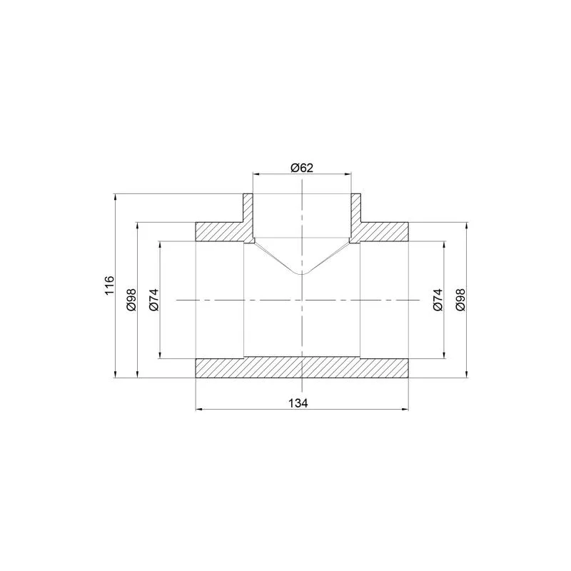 Тройник PPR 75х63 серый полифузное сваривание PPR Thermo Alliance