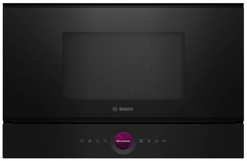 Мікрохвильова піч Bosch вбудована 21л електронна 900Вт для приготування їжі і розморожування чорна