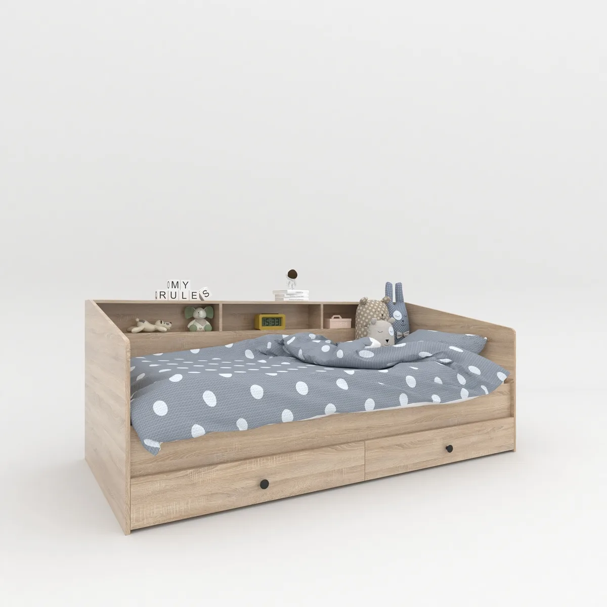Детская кровать с ящиками Sleep well односпальная с деревянным основанием для подростка из ДСП с ламелями