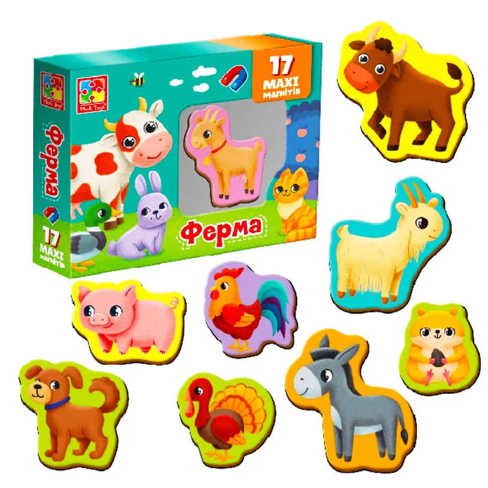 Набор магнитов 17 шт Vladi Toys 6 см комбинированный разные цвета