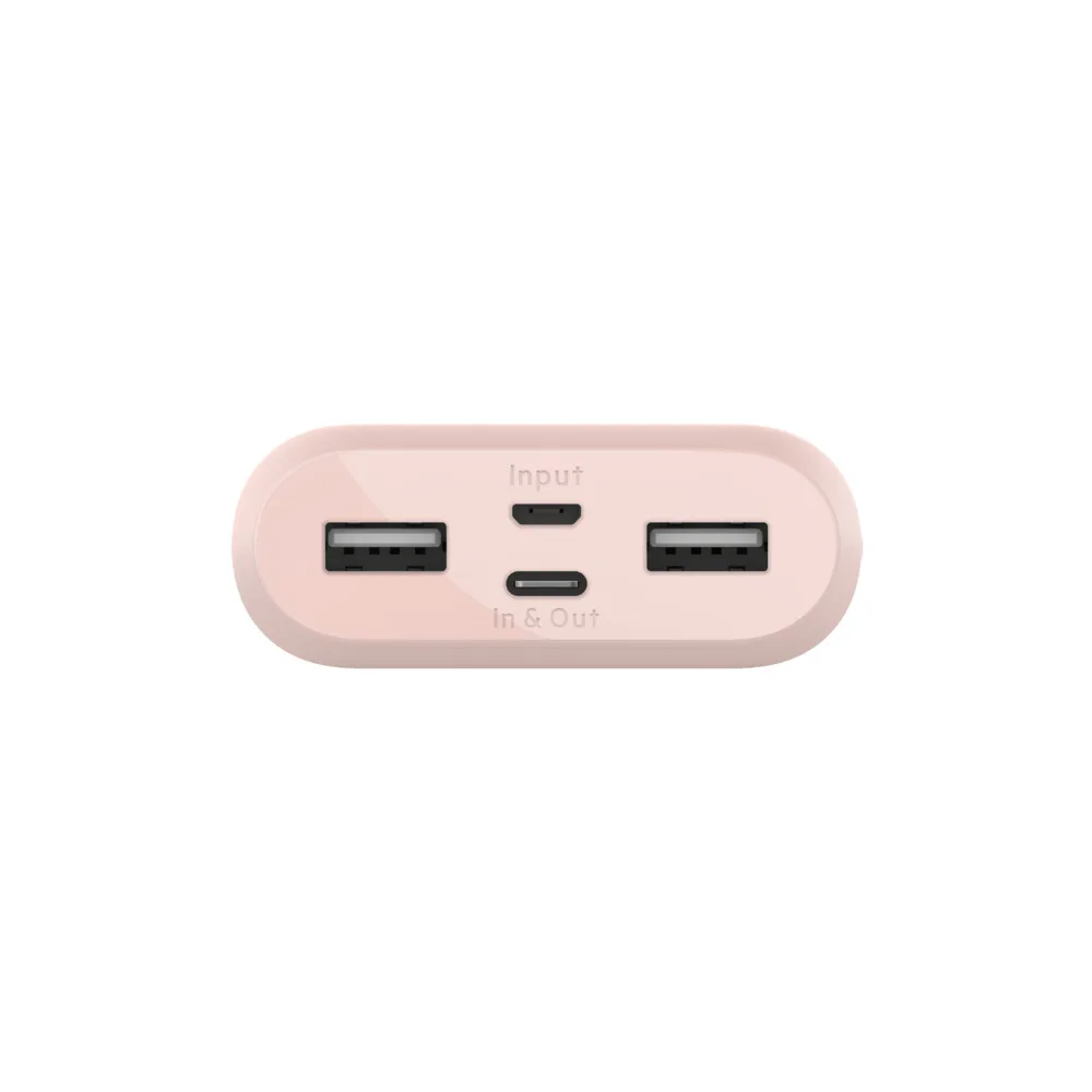 Акумулятор портативний літій-іонний Power Bank Belkin 10000мА·год, 15Вт, 2хUSB-A/USB-C, рожевий