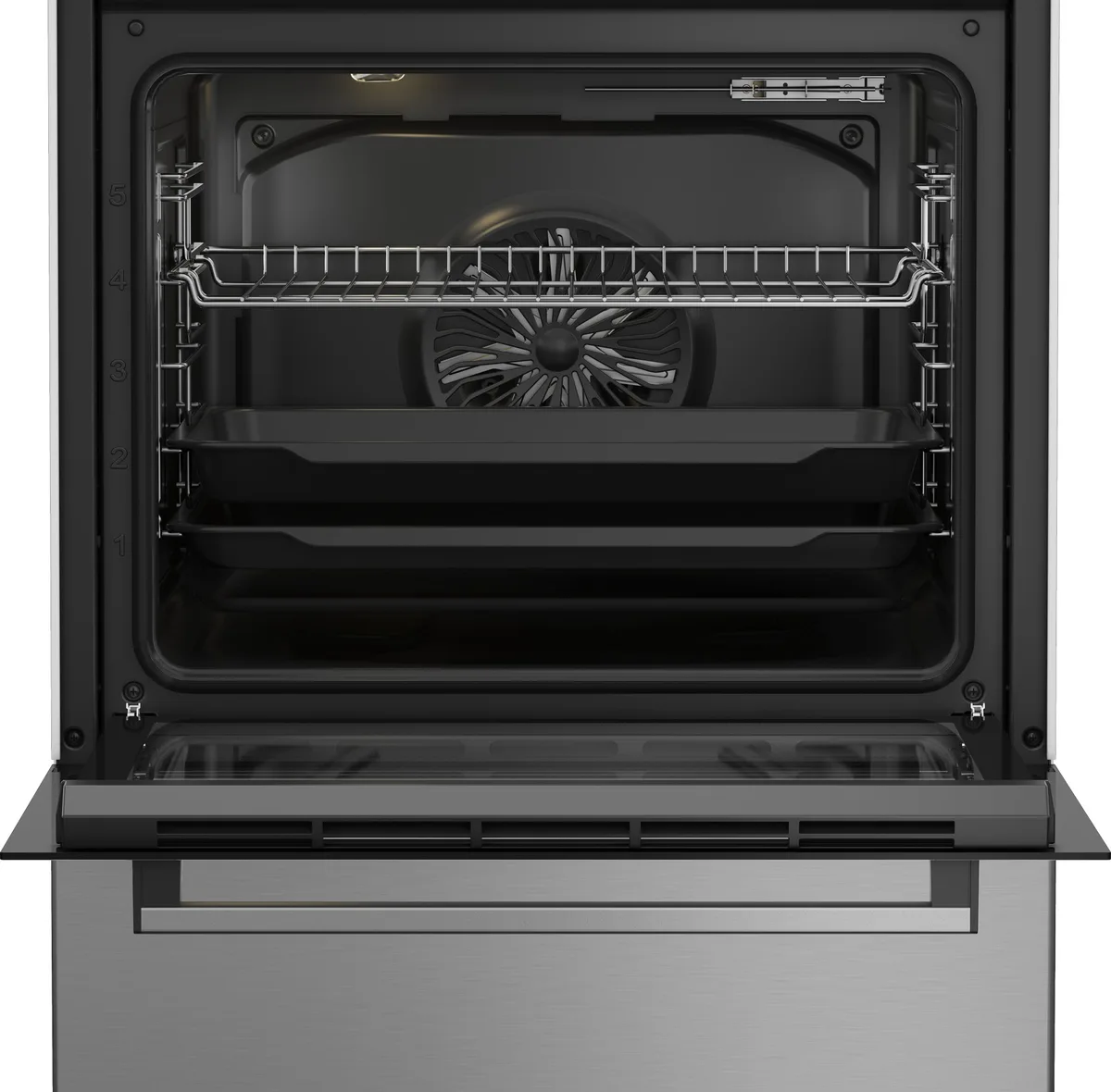Електрична склокерамічна плита Beko, 72 л, 60x60 см, з дисплеєм і конвекцією, нержавіюча сталь.