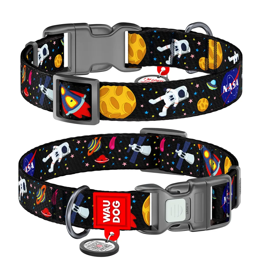 Нашийник WAUDOG Nylon NASA 25 мм нейлоновий 37-58 см чорний