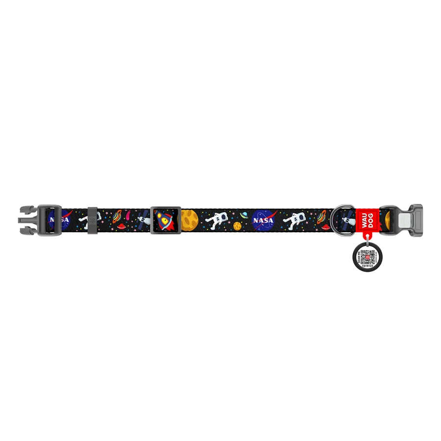 Нашийник WAUDOG Nylon NASA 25 мм нейлоновий 37-58 см чорний
