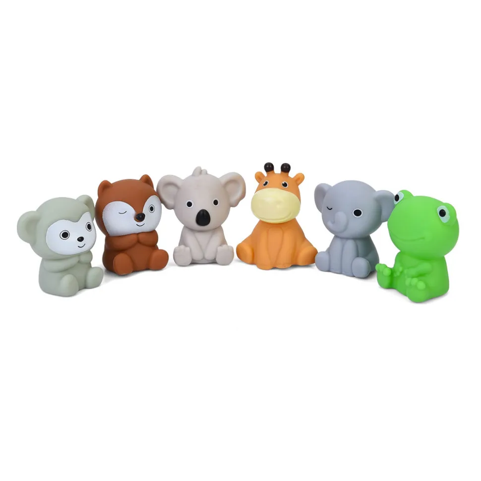 Дитячі іграшки для купання Bambi 6 штук, гума, 6 см, різнокольорові з пискавкою