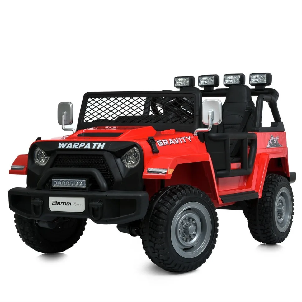 Дитячий електромобіль Bambi Racer екокожа джип 122 см сірий