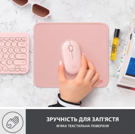 Килимок для миші Logitech Гума 230х200 мм Рожевий