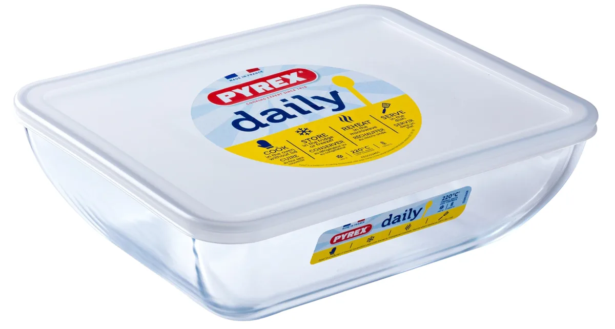 Форма Pyrex боросилікатне скло 22х17 см з кришкою