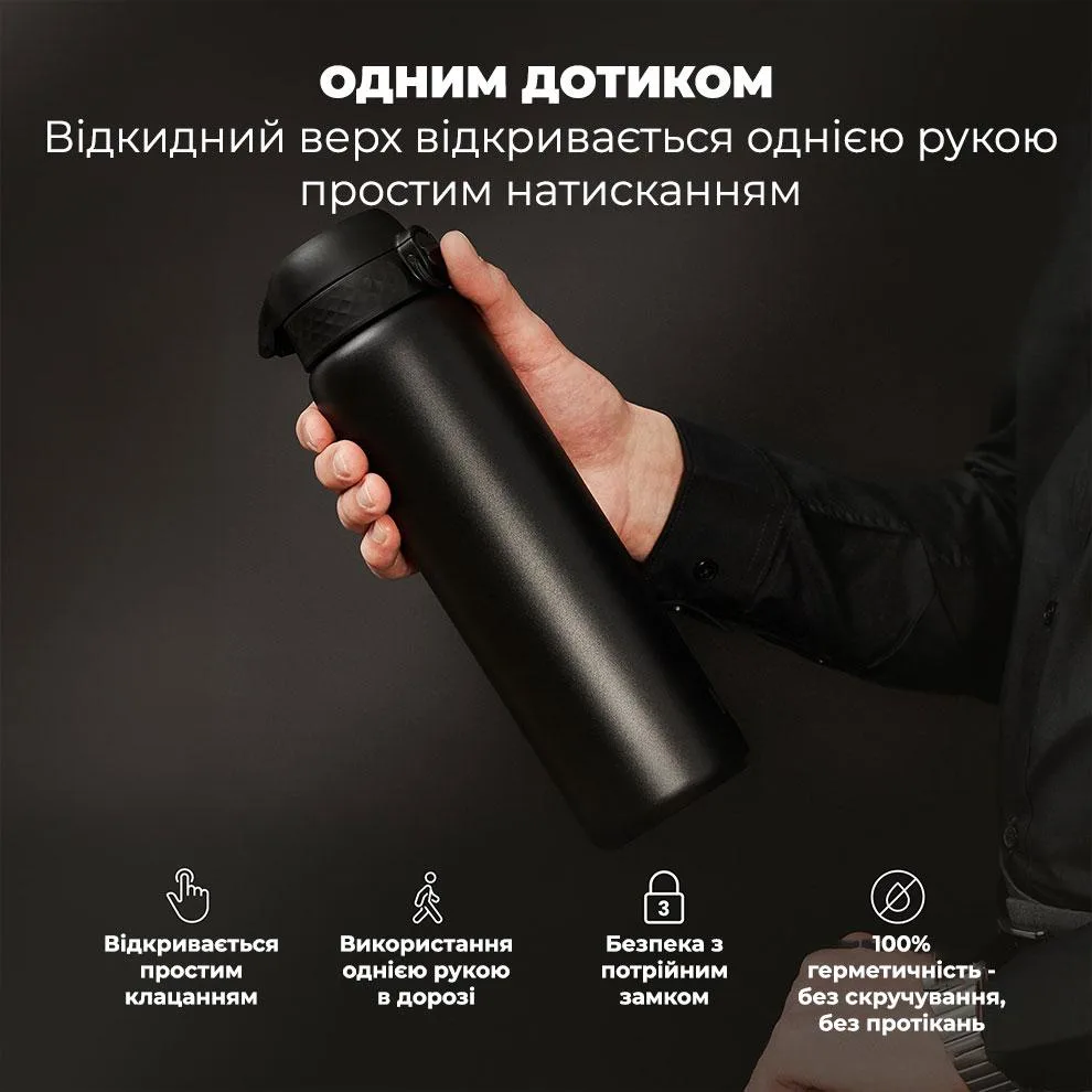 Бутылка для воды ION8 нержавеющая сталь 920 мл черная вакуумная изоляция
