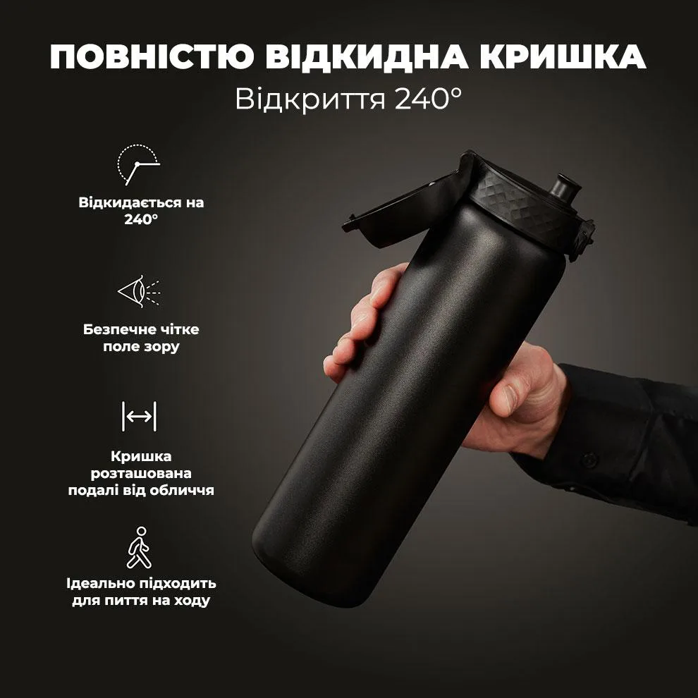 Бутылка для воды ION8 нержавеющая сталь 920 мл черная вакуумная изоляция