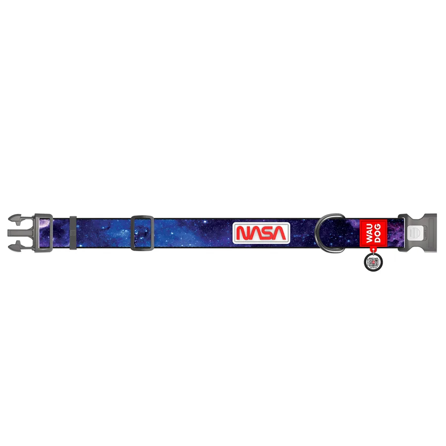 Нашийник WAUDOG Nylon XXL 46-70 см нейлоновый с QR паспортом рисунок NASA21 ширина 35 мм
