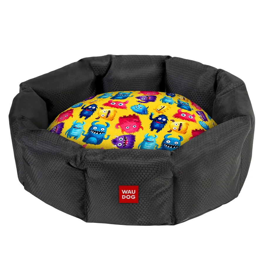 Лежанка для собак WAUDOG Relax 52x42x19 см Поліестер Мохнаті монстри