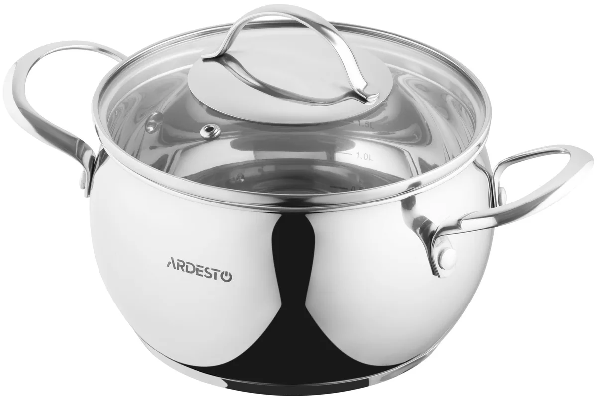 Каструля з прозорою кришкою ARDESTO Gemini Liguria, 3 л, з нержавіючої сталі.