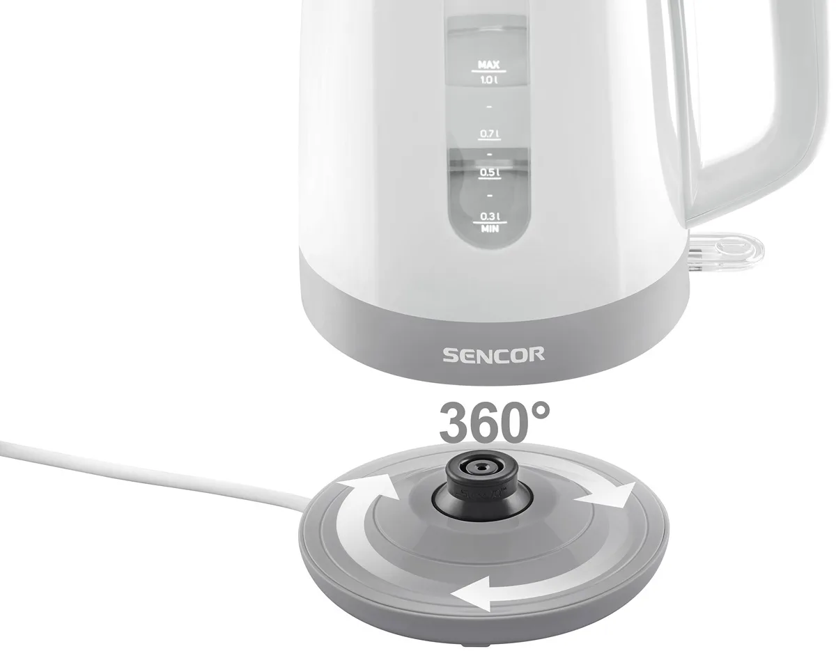 Електрочайник Sencor 1 л Пластик Білий 2200 Вт