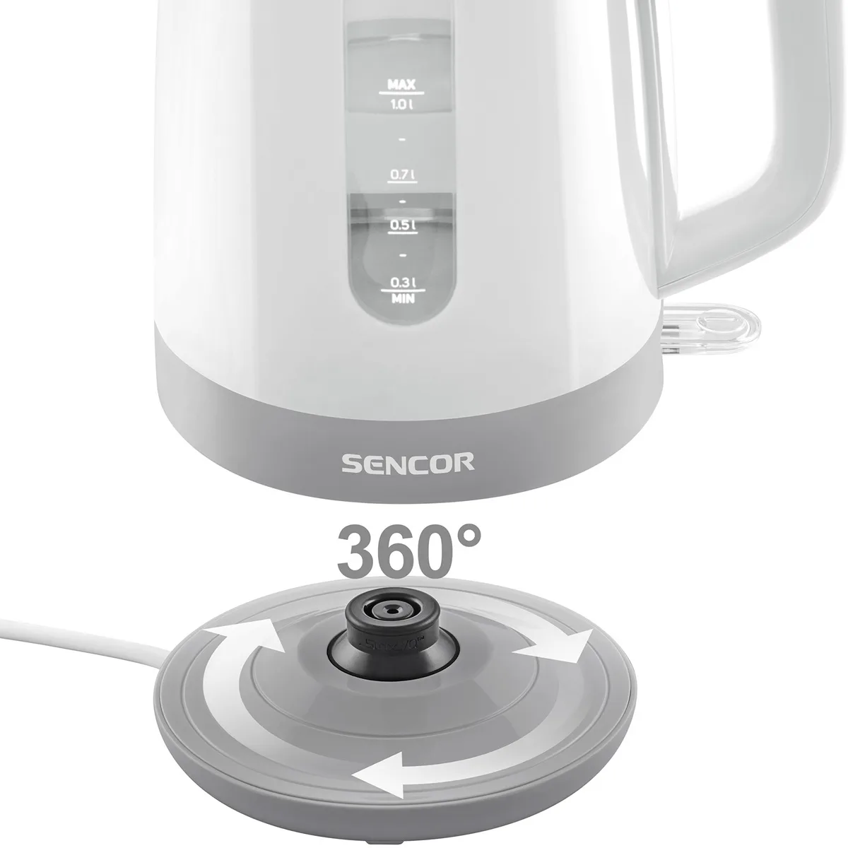 Електрочайник Sencor 1 л Пластик Білий 2200 Вт