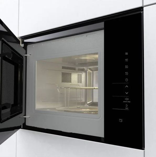 Встраиваемая микроволновка Gorenje, 25 л, электронное управление, 900 Вт, гриль, дисплей, инвертор, черный цвет