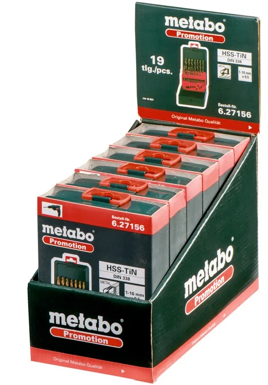 Набір свердел по металу Metabo HSS-TiN 25 шт діаметр 1-10 мм золотисті