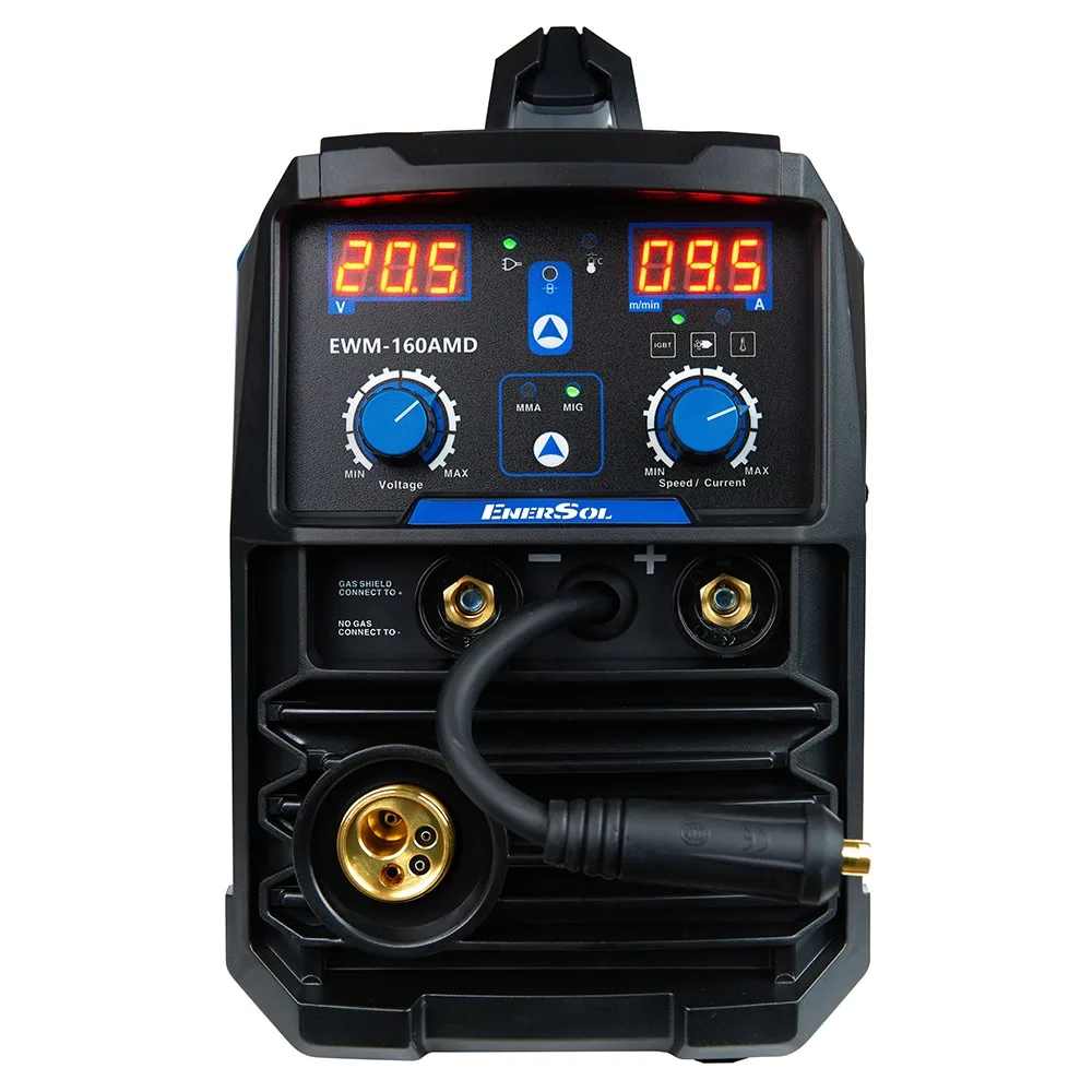 Інверторний зварювальний напівавтомат EnerSol EWM-160AMD (дріт до 1 мм + електрод до 5 мм) 20-160 А 7.2 кВт 160-26