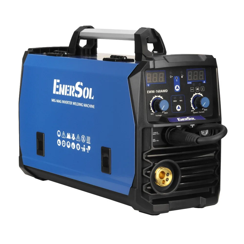Інверторний зварювальний напівавтомат EnerSol EWM-160AMD (дріт до 1 мм + електрод до 5 мм) 20-160 А 7.2 кВт 160-26