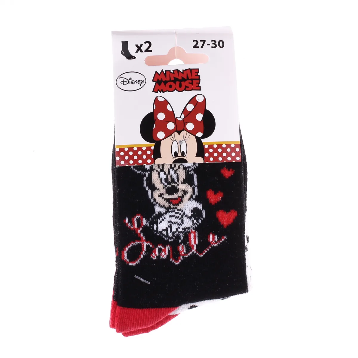 Шкарпетки DISNEY MINNIE 59% хлопок 31-34 белый черный 2 пары
