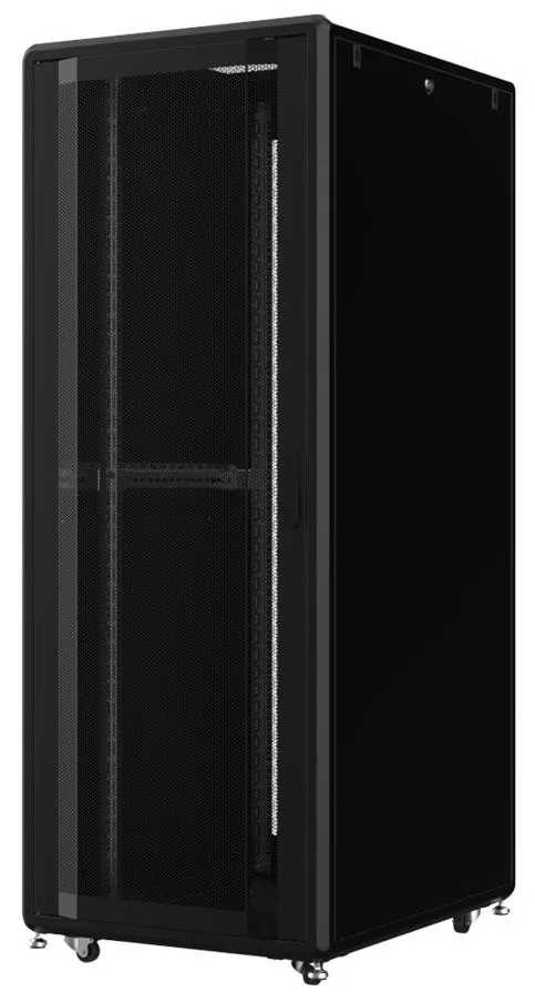 Шафа MIRSAN 19", 36U, GTS, перфорація 63%, 600x1100 мм, максимально 2000 кг, чорна