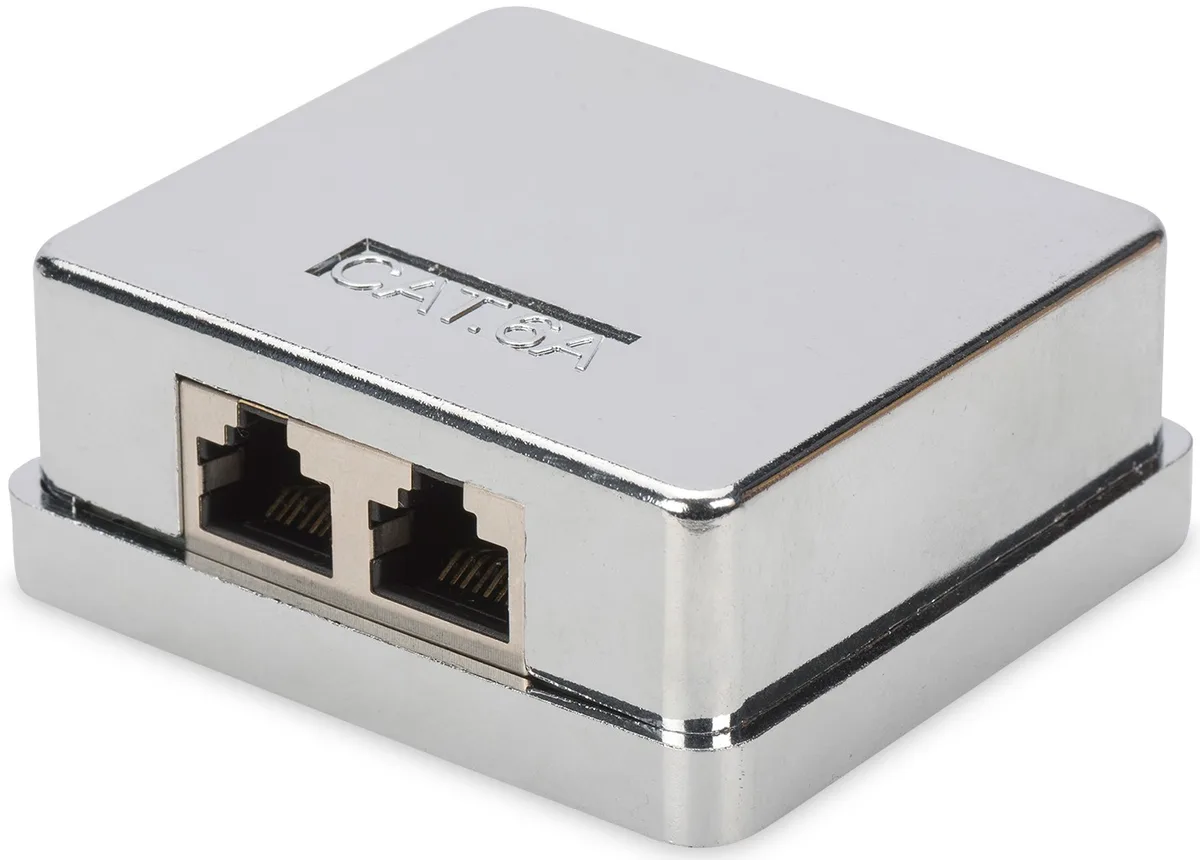 Настінна розетка DIGITUS CАТ 6A STP 2xRJ45, 8P8C, для зовнішньої проводки