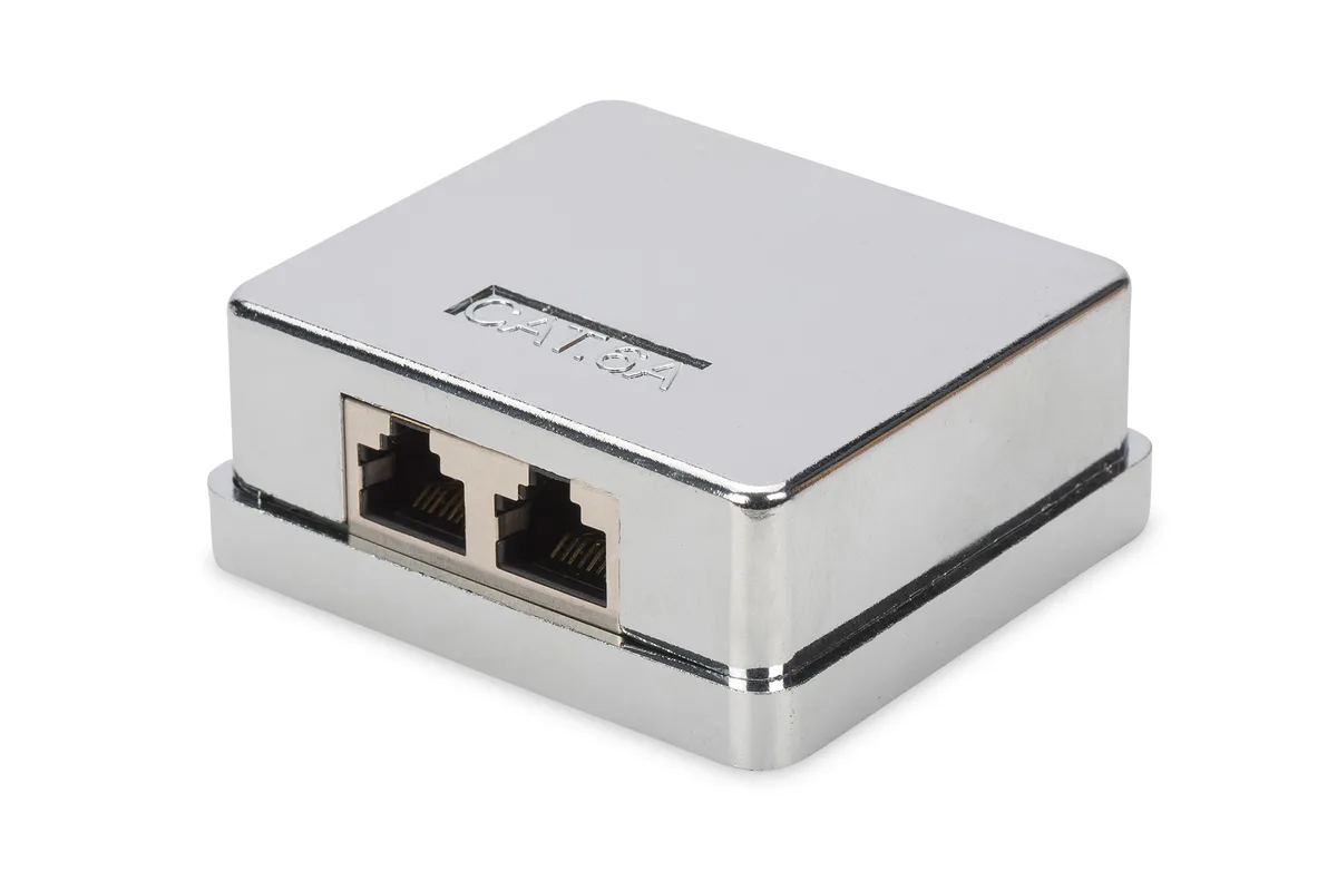 Настінна розетка DIGITUS CАТ 6A STP 2xRJ45, 8P8C, для зовнішньої проводки