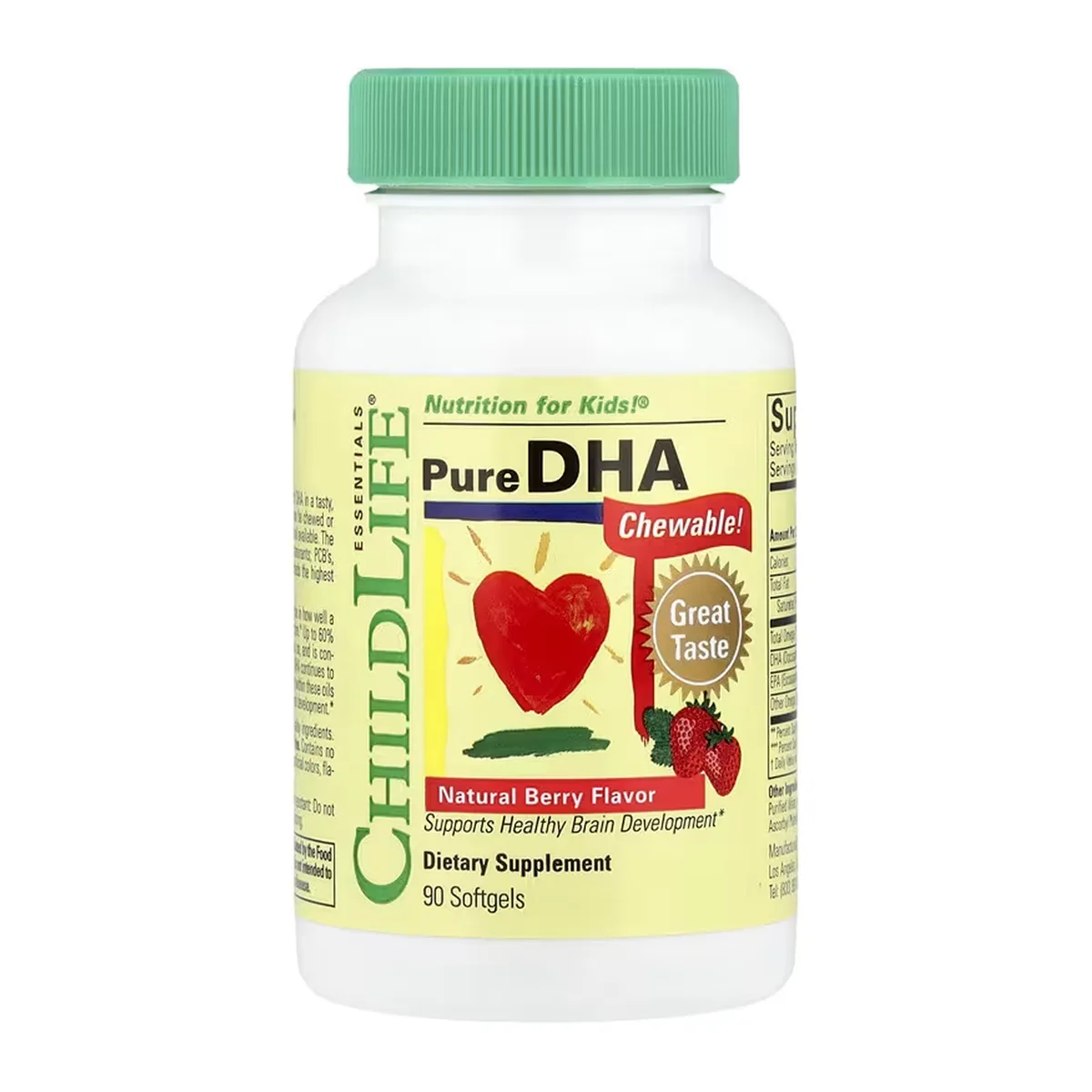 Жувальна добавка ChildLife Essentials DHA 90 капсул з риб'ячого жиру натуральний ягідний смак