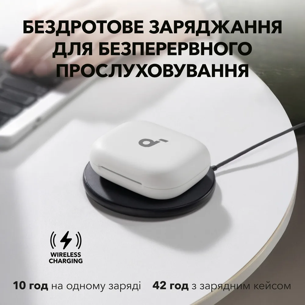 Гарнітура Anker SoundCore бездротові вкладиші пластик біла для спорту IP55