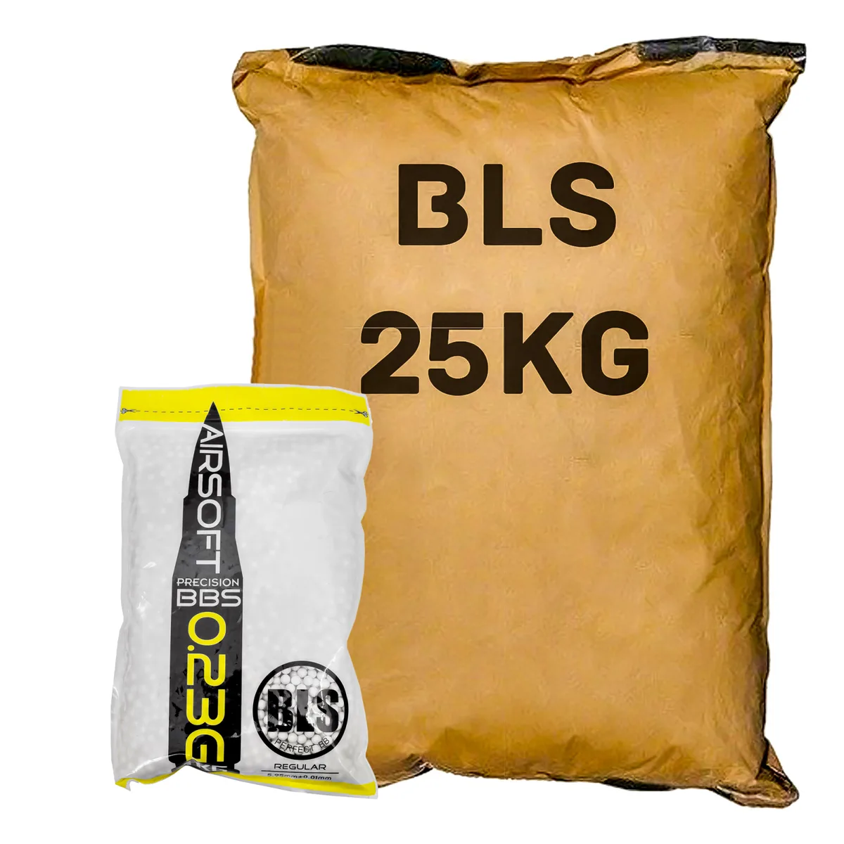 Кульки BLS 0.23 г 25000 шт Білі для страйкболу