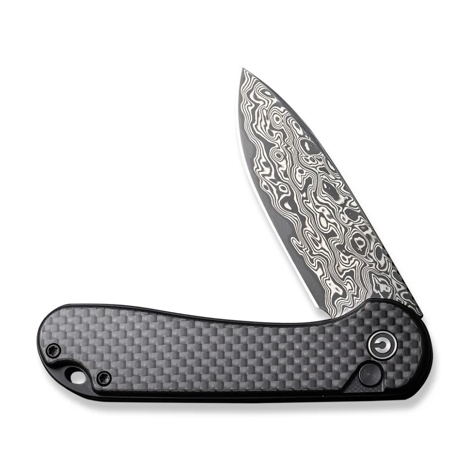 Ніж складаний кишеньковий Civivi Damascus 75,1 мм чорний G10 Carbon Fiber