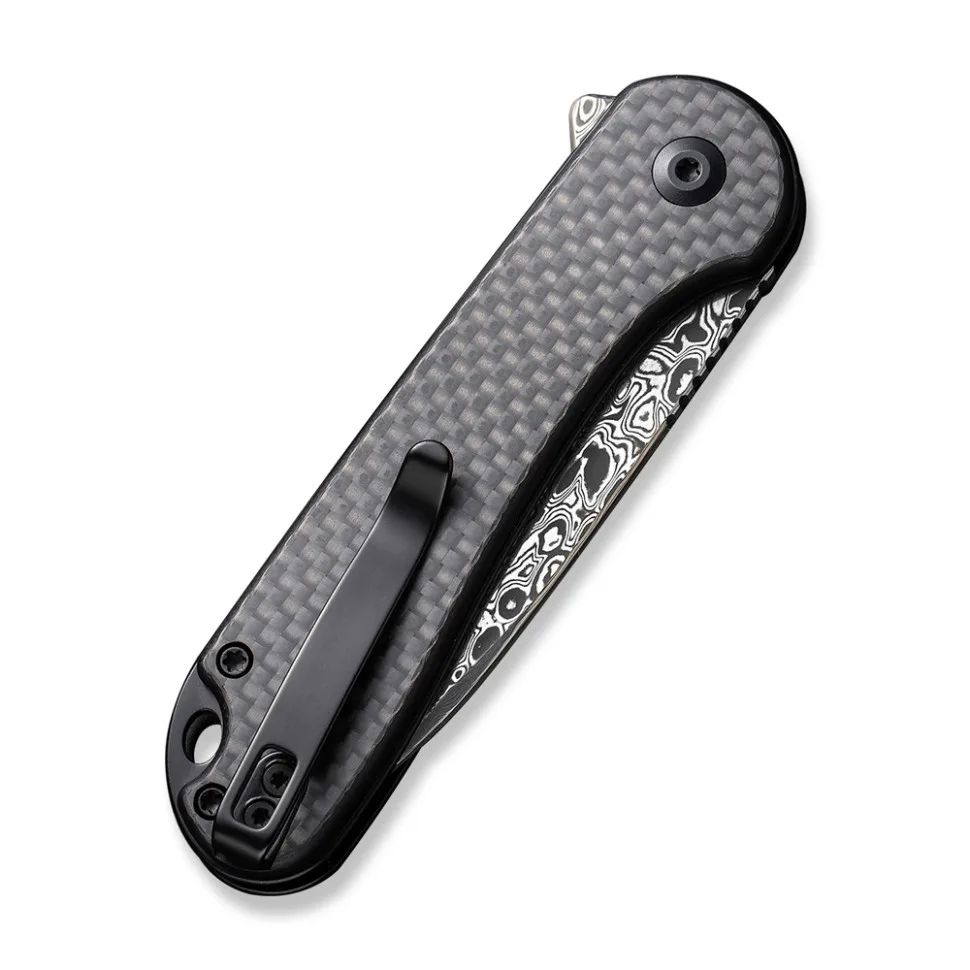 Ніж складаний кишеньковий Civivi Damascus 75,1 мм чорний G10 Carbon Fiber