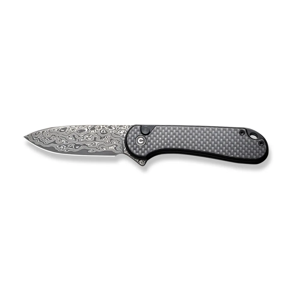Ніж складаний кишеньковий Civivi Damascus 75,1 мм чорний G10 Carbon Fiber