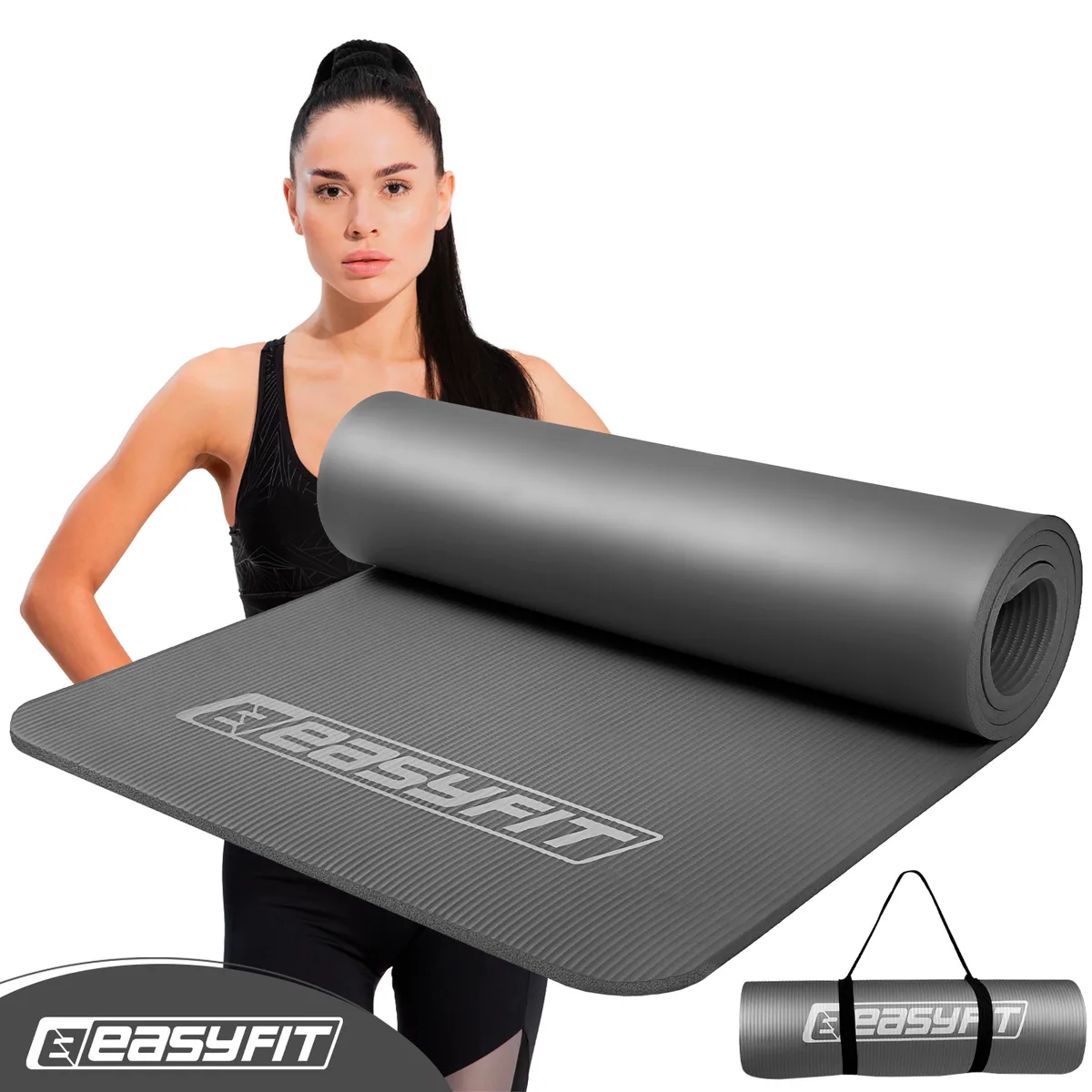 Коврик для фітнесу EasyFit NBR 10 мм Сірий