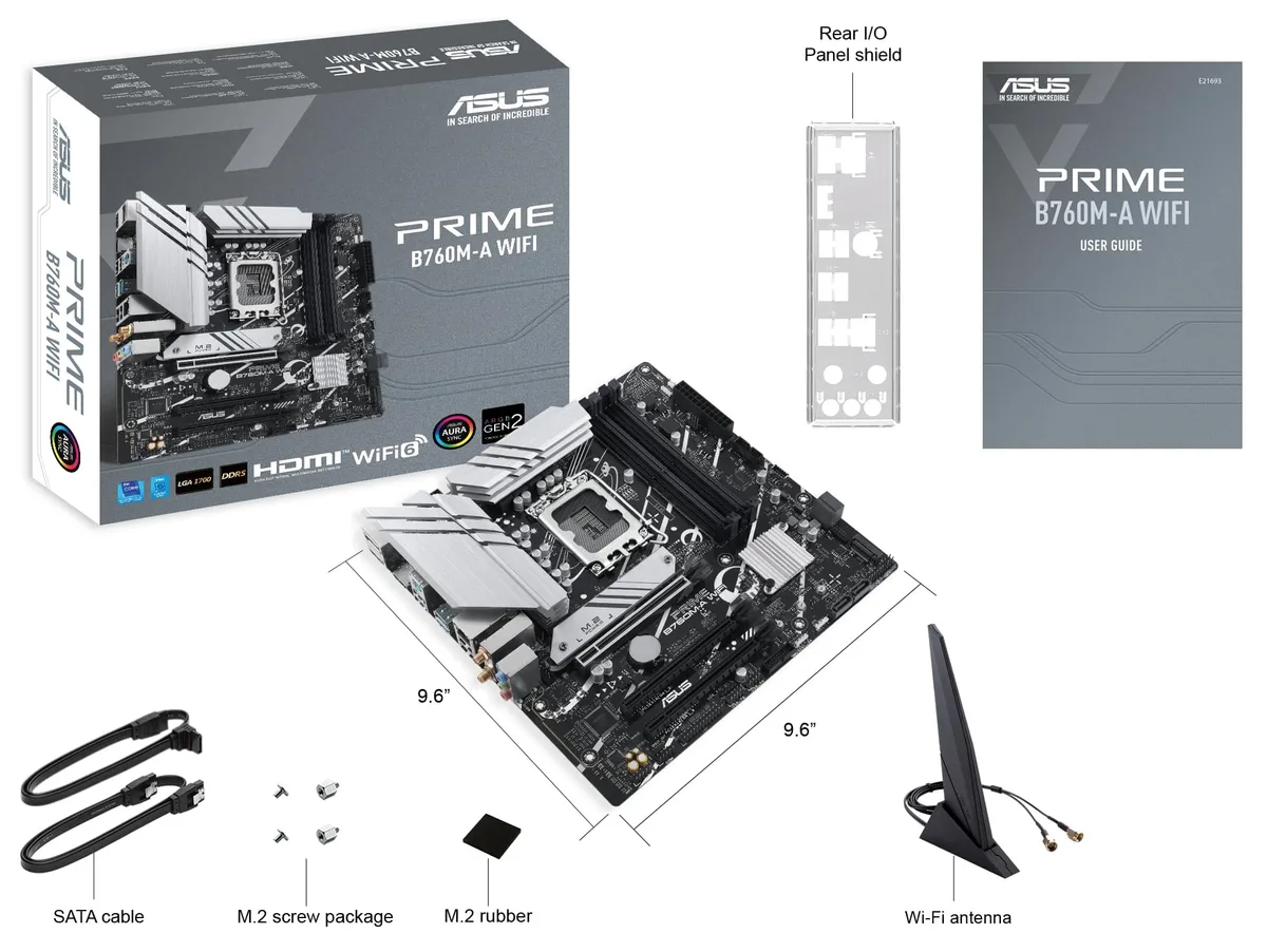 Материнская плата ASUS B760M-A WIFI D4 mATX LGA1700 4xDDR4 Wi-Fi 128ГБ