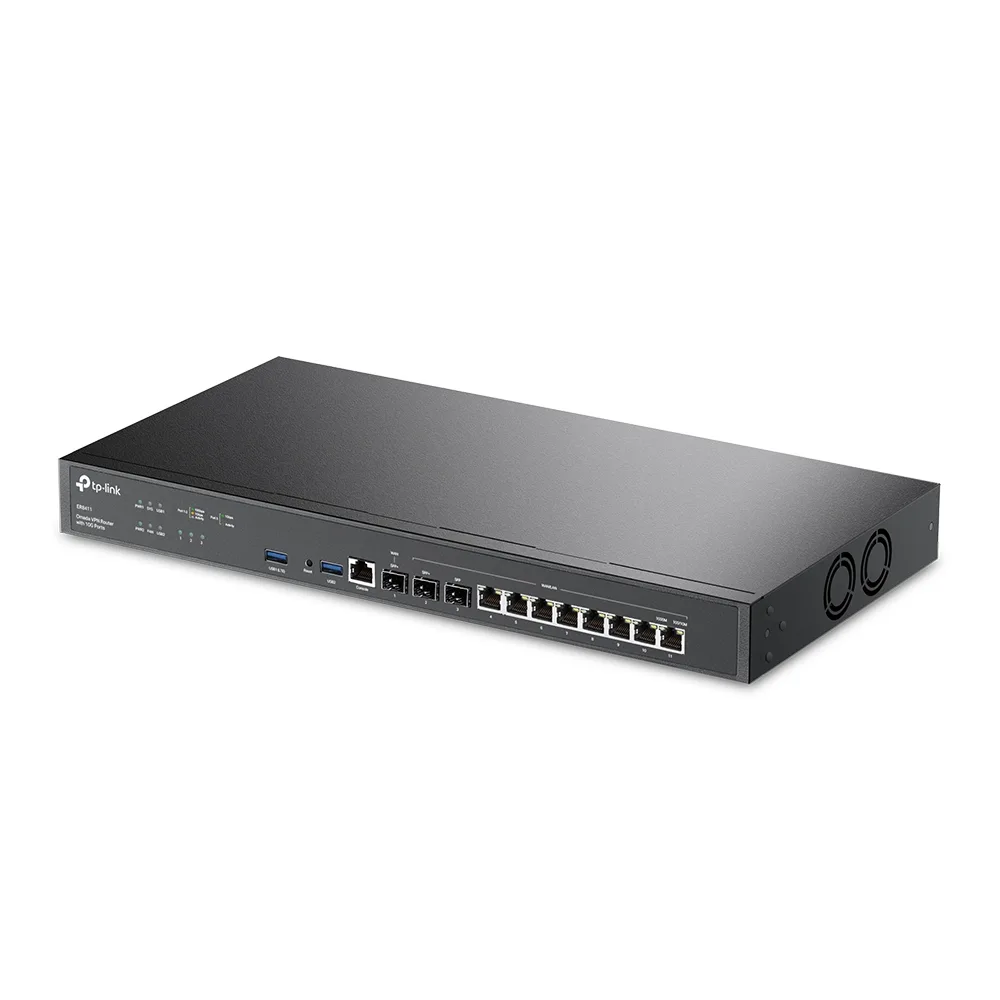 Мультисервисный маршрутизатор TP-LINK ER8411 8xGE LAN/WAN, 1xSFP WAN/LAN, 2x10GE SFP+ WAN/LAN, 2xUSB
