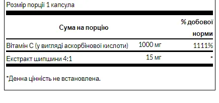 Vitamin C Swanson 1000 мг с шиповником 250 капсул
