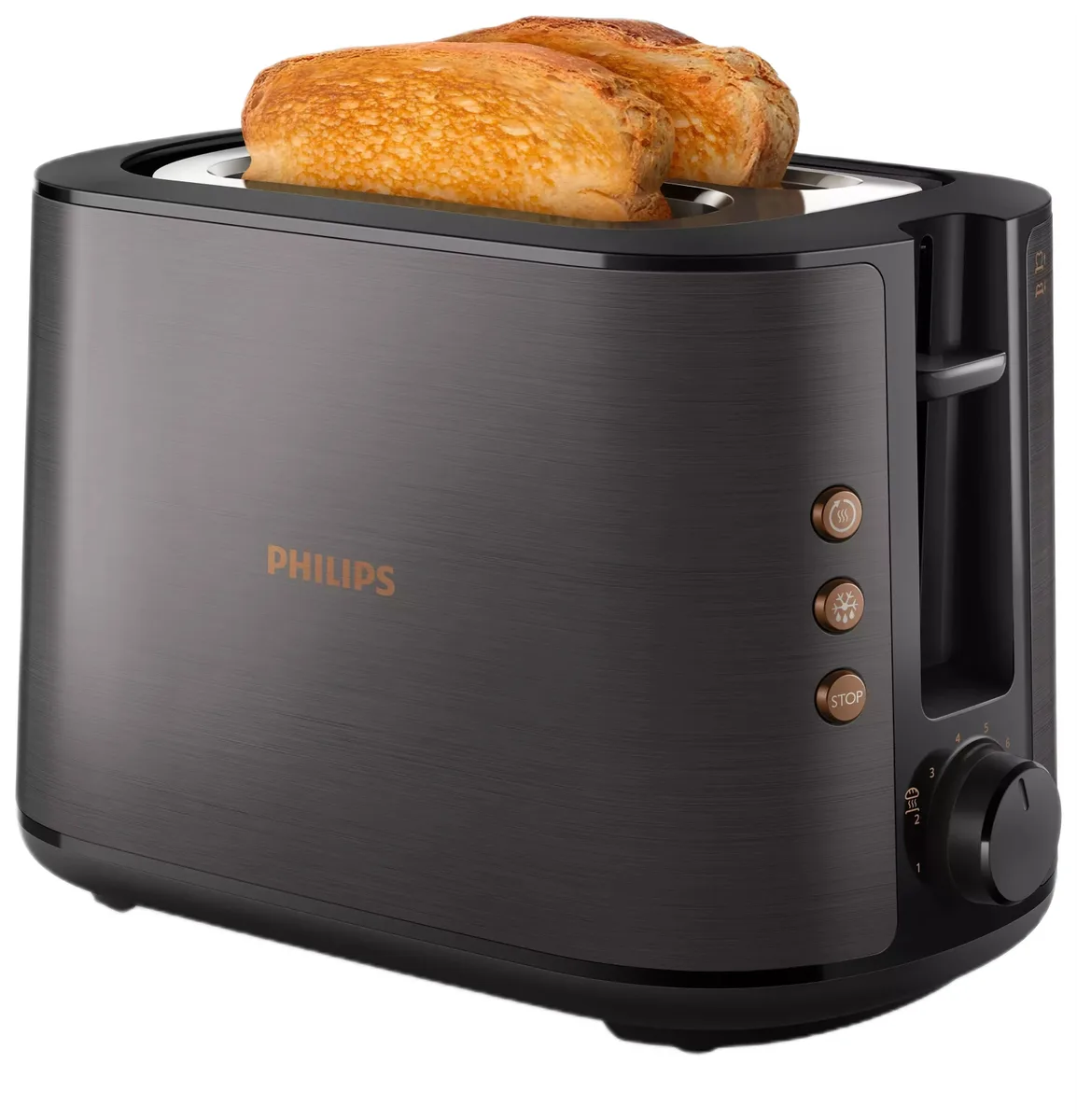 Тостер Philips Viva Series 950 Вт, з нержавіючої сталі, функції підігріву та розморожування.