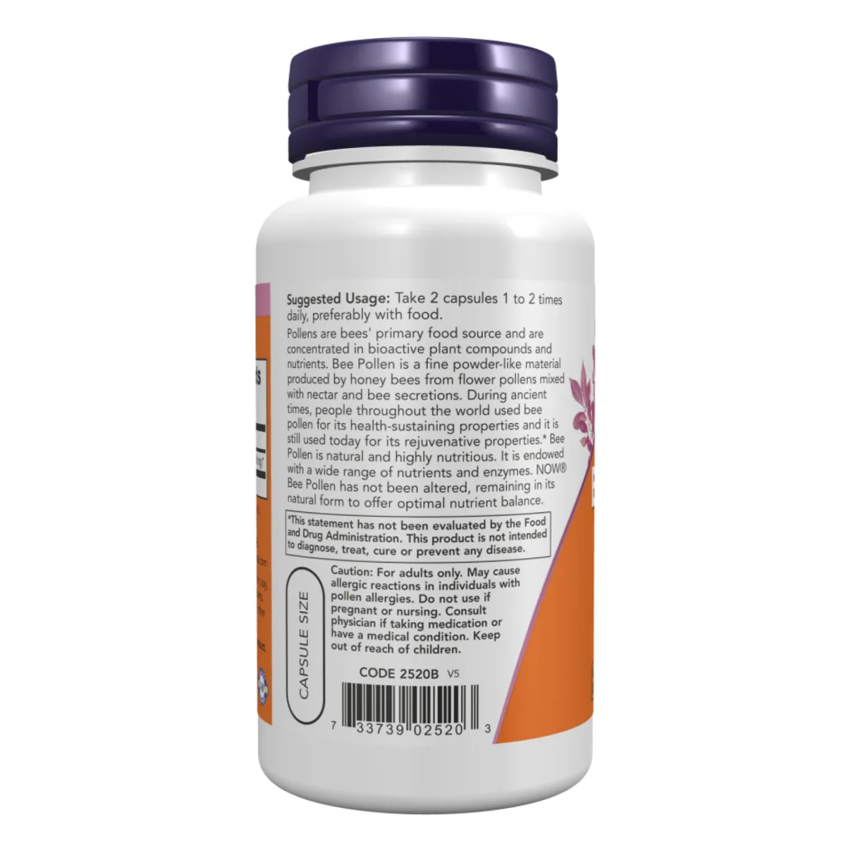 Пчелиная пыльца NOW Foods 500 мг 100 капсул натуральная