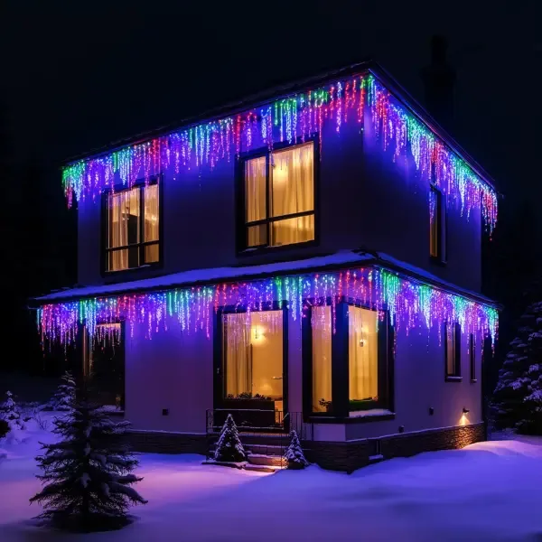 Вулична гірлянда Бахрома 25 м 405 LED білий провід різнокольорова