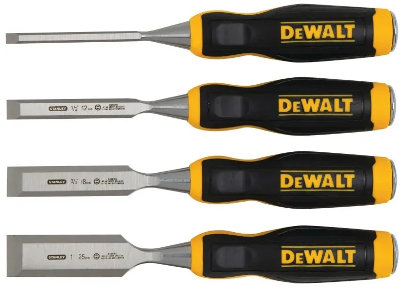 Набір стамесок DeWALT, 4 шт, розміри 6, 13, 18, 25 мм.