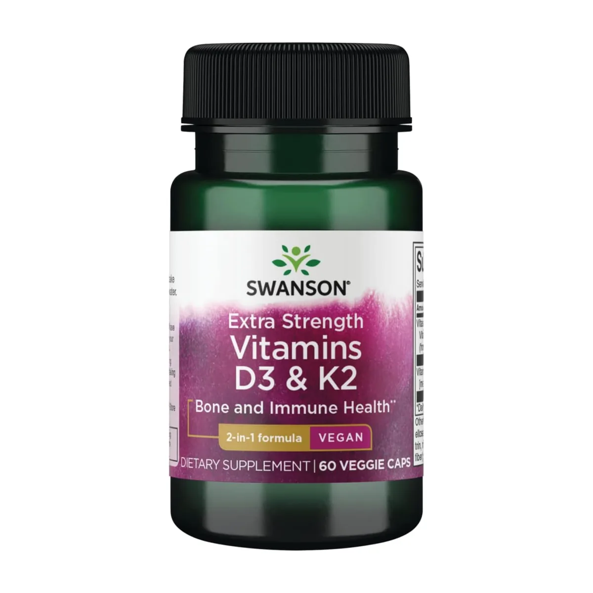 Swanson Веганські капсули D3 K2 5000 IU 100 мкг 60 шт