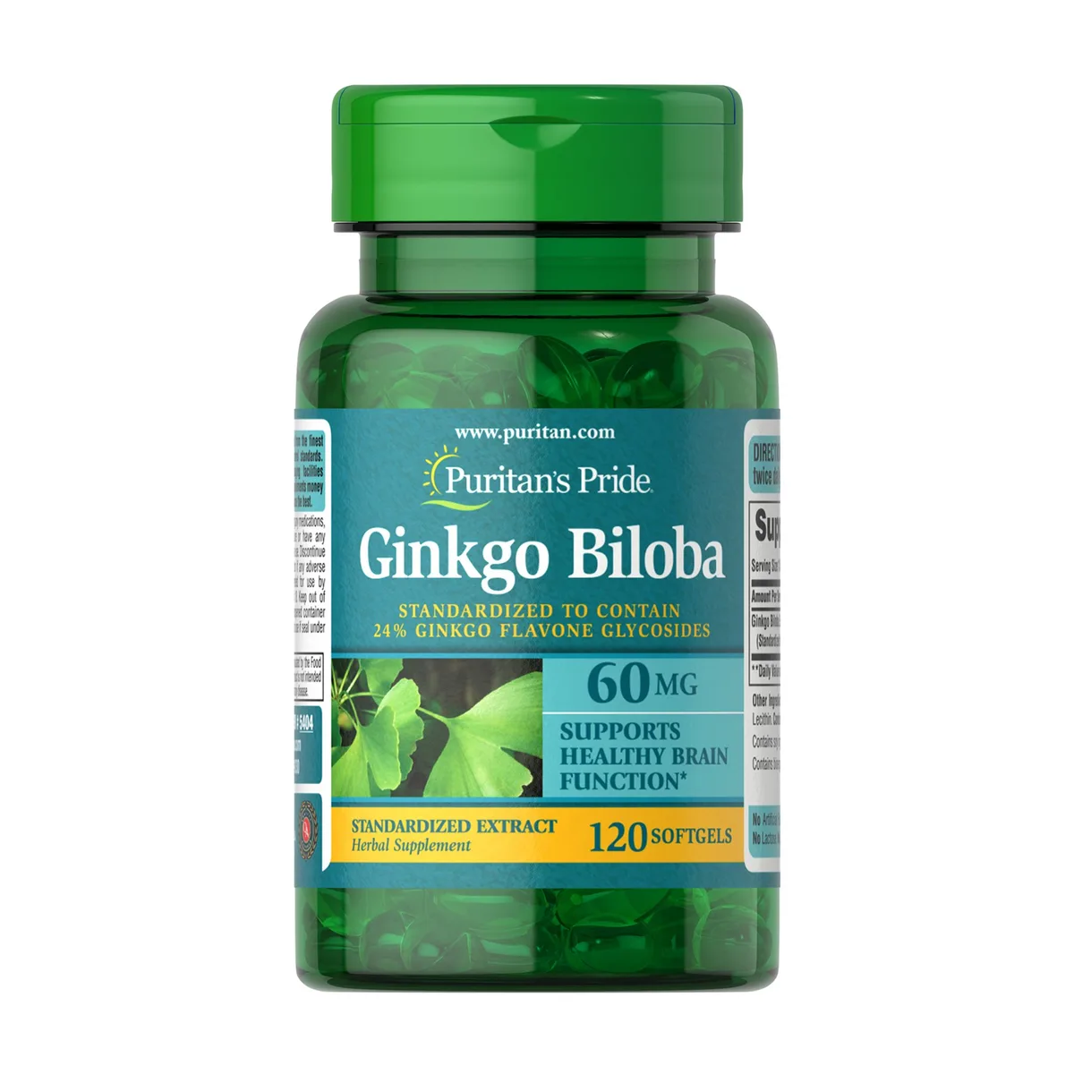 Ginkgo Biloba Puritans Pride екстракт 60 мг 120 капсул м'яких