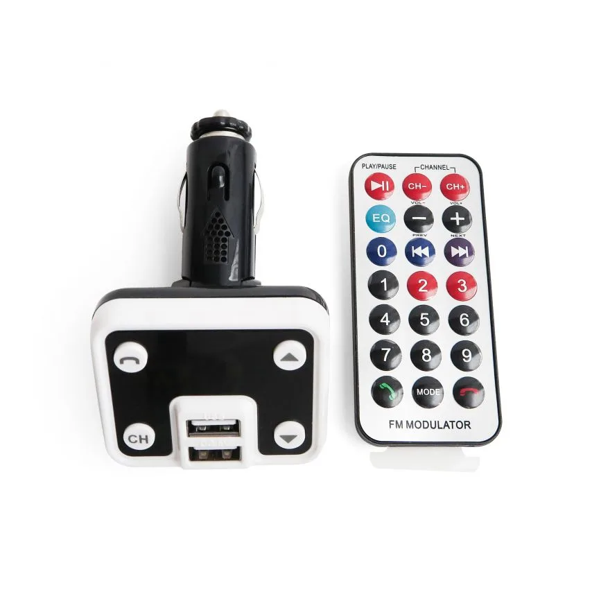 FM-трансмітер Bluetooth 2 USB-порти пластик чорний білий