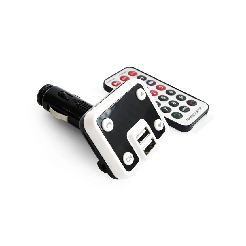 FM-трансмітер Bluetooth 2 USB-порти пластик чорний білий