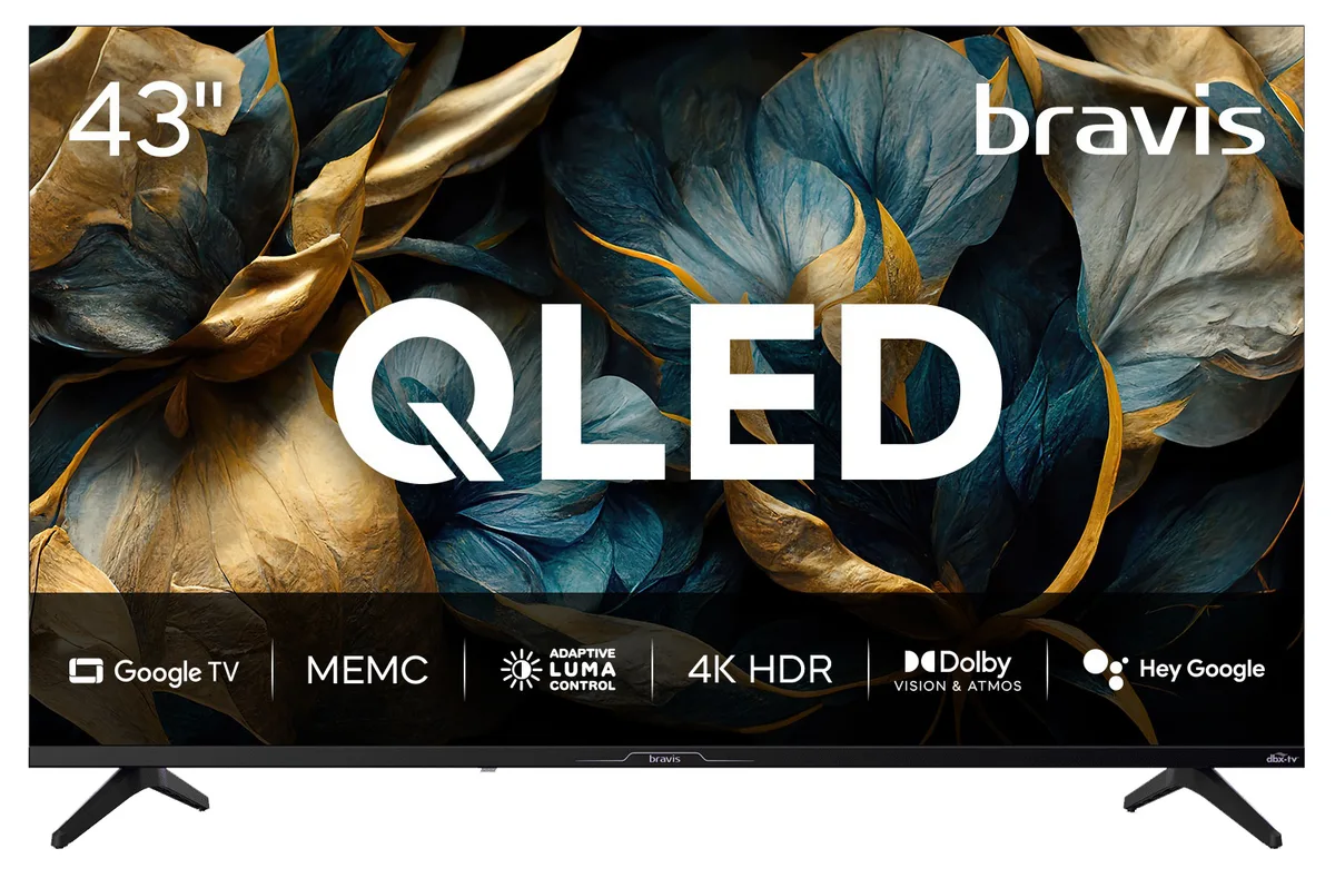 LED-телевізор Bravis QLED 43 дюйми чорний UHD 4K
