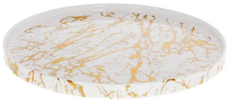 Блюдо фарфорове Golden-Marble Мраморна Розкіш 28х28 см біле з золотом