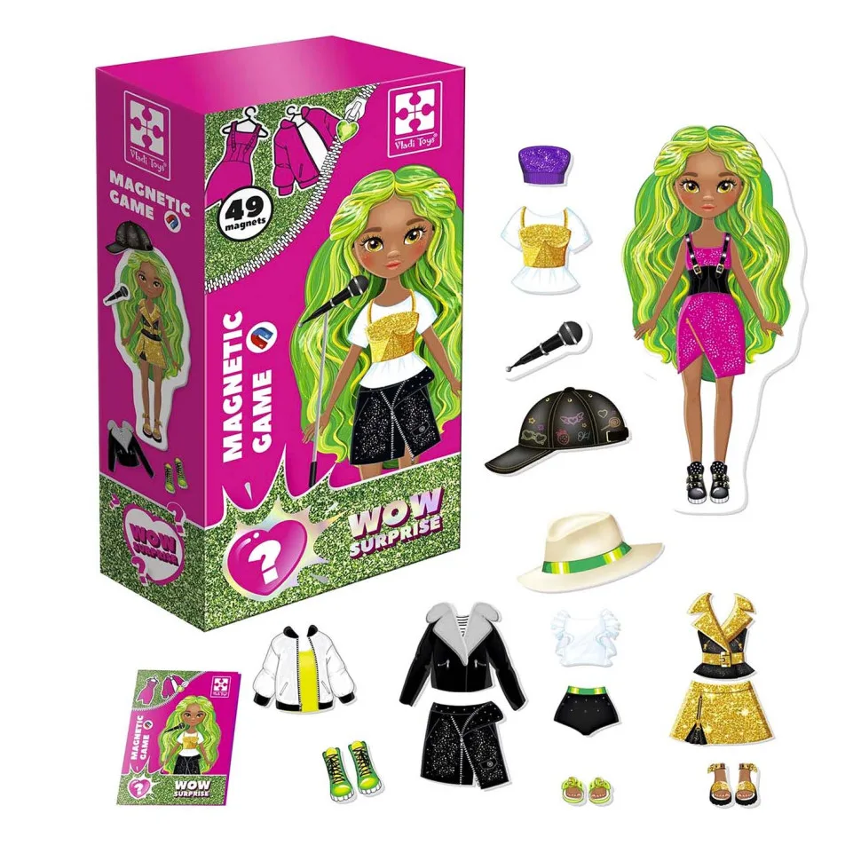 Магнітна одягалка Vladi Toys 47 магнітів лялька-сюрприз 30х20 см кольорова